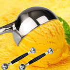 4 Pack Double Ended Headed Fruit Icecream Ball Spoon,430 Stainless Steel Melon Baller,Smooth Round Melon Balls Melon Scoop for Watermelon/Ice Cream/Fruits/Sorbet/Meatball