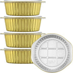 7.8" Aluminum Foil Pans with Integrated Handles and Snap-On Lids (5 pcs) | 2X Thickness Heavy-Duty Reusable Tin for Baking and Cooking