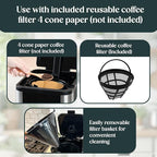 Deluxe 14 Cup Programmable Drip Coffee Maker with Glass Carafe | Large Capacity Coffee Maker 14 Cup with, Auto Shut-Off & Timer | Classic Black