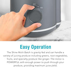 Shine Multi-Batch Compact Cold Press Juicer SMB-1, Hands-Free, Hopper Continuous Feed, Portable