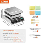VEVOR Commercial Waffle Maker, 4PCS Round Waffle Baker Machine,1750W Non-Stick Stainless Steel Belgian Waffle Iron with Temperature and Time Control, for Restaurant Bakery Snack Bar Family