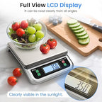 Large Kitchen Scale 40kg Food Scales for Kitchen with Tare and Pcs Funtion 88lbs Stainless Stee Tray Baking Scale for Cooking with Adapter, 6 Units(Silver, 40kg)