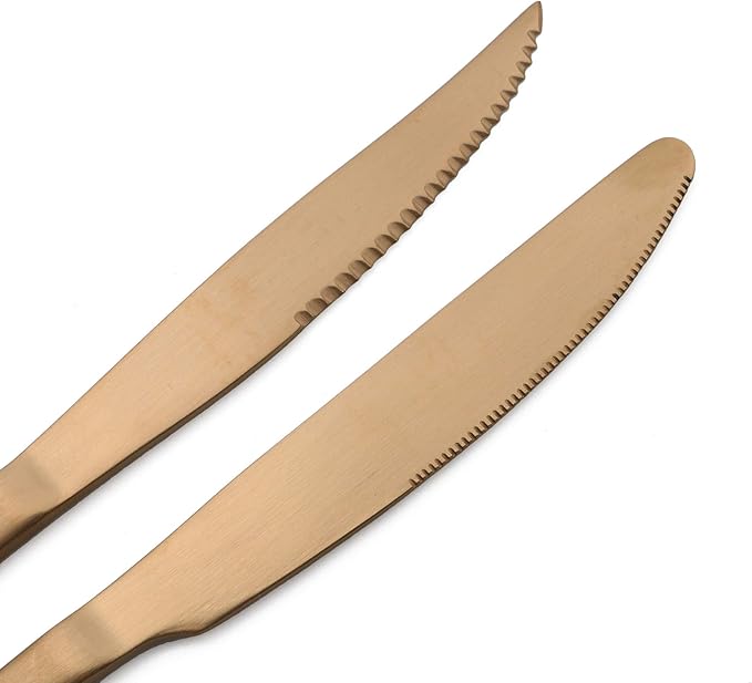 24-Piece Stainless Steel Flatware Set, Matte Rose Gold Finish, Service for 4