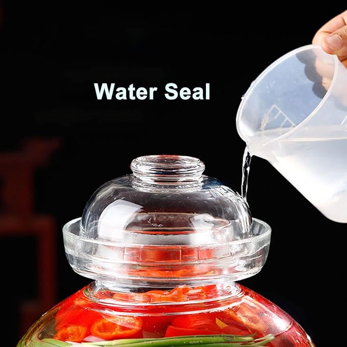 1.5L Glass Jar with Lid Fermentation Jar, Traditional Fermenting Kit Crock with Water Seal Airlock Lid, Pickle Jar for Pickles Kimchi, Sauerkraut, Wine Brewing Kombucha