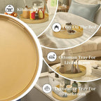 MAONAME 13" Gold Round Decorative Tray for Coffee Table, Modern Serving Tray with Handles, Plastic Ottoman Trays, Bathroom Decor