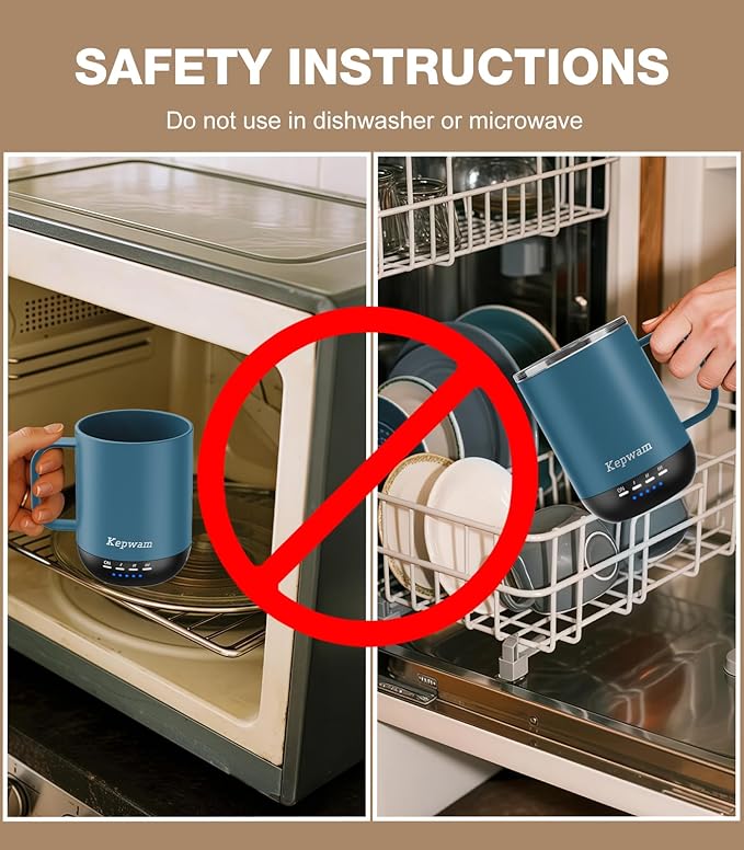 Heated Coffee Mug T1-14oz Fast Heating & Longer Battery Life Self Heating Coffee Mug Hot to 149℉ - Touch & App Controlled Mug Coffee and Hot Beverage Warmer, Gifts for Women and Men