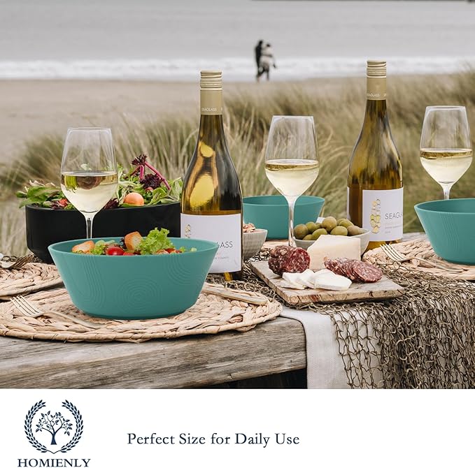 Homienly Wheat Straw Bowl Sets of 6-36oz Cereal Bowls,Microwave and Dishwasher Safe Bowls,Soup Bowl Sets Alternative for Plastic Bowls for Serving Soup,Salad(Green)