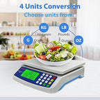 30kg/66lb Commercial Food Scale Large Digital Kitchen Scale for Baking Cooking Bread Meat Weight Price Computing Scale with LCD Display Counting Scales for Coins Adapter Included