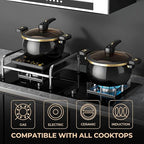 Nonstick Ceramic Coated Sauce Pan with Lid Black Crock Pot with Twist & Lock Handles, Micro Pressure Cooker Versatile stock pot with lid, Bottom Big Soup Canning Pots,Simmer Pot (BLACK, 5.5Quarts)