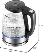 COMFEE' 1.7L Glass Tea Kettle and Kettle Water Boiler - Electric Kettle Temperature Control with 6 Presets, 2-Hr Keep Warm, Fast Heating, 304 Stainless Steel, Auto-Off and Boil-Dry Protection