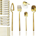 JASHII Flatware Set 32-piece Silverware Set Matte Finished Cutlery Set Service for 8 Include Knife/Fork/Spoon/Coffee spoon Dishwasher Safe (Gold)