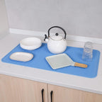 Silicone Dish Drying Mat for Multiple Usage,Easy clean,Eco-friendly,Heat-resistant Silicone Mat for Kitchen Counter or Sink,Refrigerator or Drawer Liner Lichen BlueL 4XL 32 inches x 18 inches