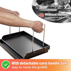 17" x 13" Nonstick Coating Cooking Griddle for Gas Grill, Universal Flat Top Cooking Plate Insert for Charcoal/Gas/Electric Grill with Grease Groove and Removable Handles