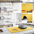 Dish Drying Mat for Kitchen Counter, Heat Resistant Drainer Mats with Non-slip Rubber Backed, Hide Stain Kitchen Super Absorbent Draining Mat, Easy to Clean Dish Rack Pad, Yellow 16"x20"