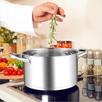 Leonyo 5 Quart Stock Pot with Lid, 18/10 3-ply Stainless Steel Stockpot for Induction Ceramic Gas Stoves, Heavy Duty Cooking Pot for Canning, Boiling, Simmering, Cooking Pot for Pasta, Soup, Spaghetti