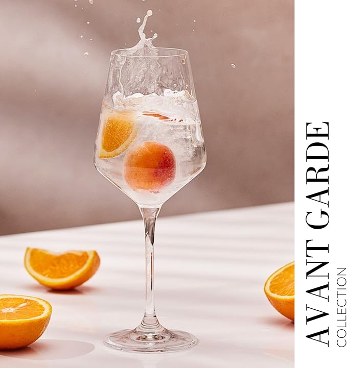 Krosno Large White Wine Glass | Set of 4 | 13.2 oz | Avant-garde Collection | Perfect for Home, Restaurants and Parties | Dishwasher Safe | Lead-Free Crystal Glass