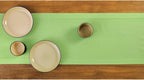 Solino Home Cotton Linen Table Runner 120 Inches Long - Hemstitch Apple Green Dining Table Runner 14 x 120 Inch for Summer