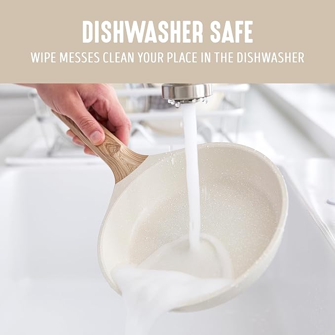 GreenLife 8 Piece Ceramic Nonstick Cookware Set, Induction Suitable Non Toxic PFAS-Free Pots & Pans, Dishwasher Safe, Cooking Set, Stock Pot, Saucepans & Frying Pans, Kitchen Cooking, Granite Cream