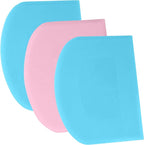 SURDOCA Dough Bench Scraper - 3P 7.1x4.9" Plastic Flexible Bowl Scraper, Sharp Edge & Angles Cake Scraper. Non-Slip Bakeware Decorating Tools Sculpting & Modeling Tools - Blue+Pink+Blue