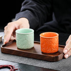 Ceramic Espresso Cups Set of 2 or 4-3oz Demitasse Cups for Coffee & Tea, No Handles, Durable & Dishwasher Safe (lawngreen, 4)