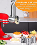 Stainless Steel Salad Maker Attachment for KitchenAid Mixers, Large Slicer Shredder & Cheese Grater Accessories with 4 Blades,Dishwasher Safe