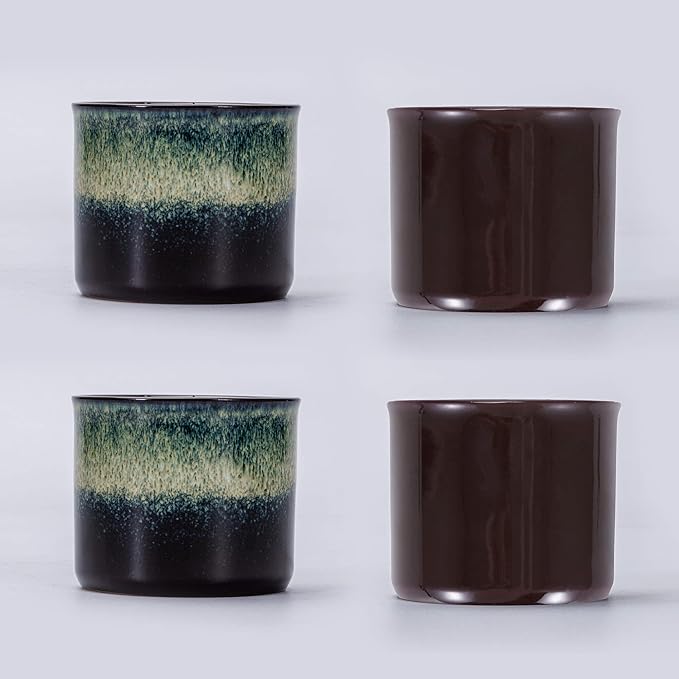 Espresso Cups Set of 2, Ceramic Espresso Cups, Expresso Shots Cups, 2.5oz Tea Cups, Demitasse Cups (4, magic blended)