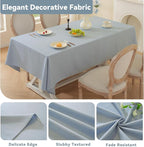 Laolitou Table Cloth Rectangle Linen Waterproof Textured Light Blue Tablecloth, Washable Wrinkle Free Spill Proof Fabric Tablecloths for Dining Table Farmhouse Kitchen Holiday, 60x120 Inch
