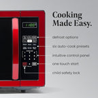 Farberware Countertop Microwave 1000 Watts, 1.1 cu ft - Microwave Oven With LED Lighting and Child Lock - Perfect for Apartments and Dorms - Easy Clean Metallic Red