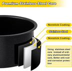 E-far 8 Inch Cake Pans Set of 2, Nonstick Stainless Steel Small Round Baking Pans with Parchment Paper & Side Liner Roll, Stainless Steel Core & Non-toxic Coating, Straight Side & 2 Inch Deep