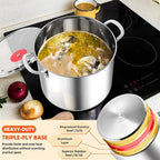 E-far 12-Quart Stock Pot, 18/10 Stainless Steel Stockpot with Lid for Cooking Simmering Soup Stew, Heavy Duty Cookware Works w/Induction, Non-toxic & Corrosion Resistant, Dishwasher Safe