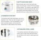 Electric Yogurt Maker - Constant Temperature Control Fermentation Machine with 1.5L Stainless Steel Container for Natto and Rice Wine