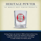 Heritage Pewter North Carolina State Square Shot Glass | Hand-Sculpted 1.5 Ounce Shot Glass | Intricately Crafted Metal Pewter Alma Mater Inlay