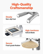 VEVOR Commercial French Fry Cutter, Stainless Steel Vegetable Fruit Chopper with 3 Replacement Blades 1/2-Inch 3/8-Inch 1/4-Inch, and a Juicing Blade, Manual Potato Slicer Dicer for Restaurants & Home