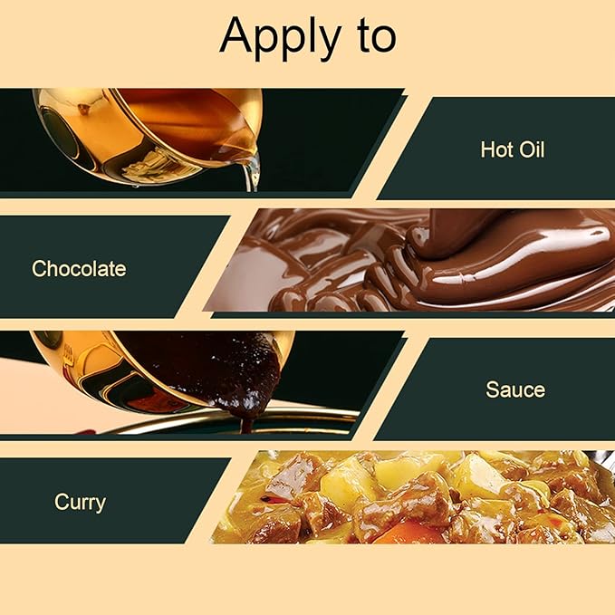 Mini Butter Warmer Pot, 6.7oz/200ml Stainless Steel Milk Warmer Pot with Dual Pour Spouts 3-Layer Composite Base Saucepan for Melting Heating Butter Milk Chocolate Coffee Tea (Gold)