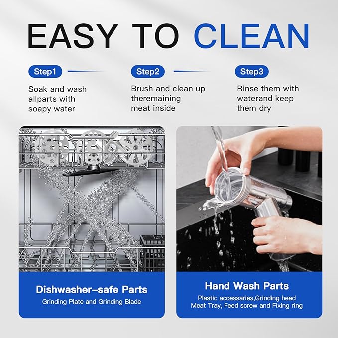 Electric Meat Grinder,3000 Max Stainless Steel Meat Mincer with 2 Blades,3 Grinding Plates,Food Pusher,Meat Claw,Sausage Stuffer Tubes & Kubbe Kit for Home & Kitchen Using