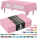 Exquisite 66% Thicker Premium Plastic Table Cloth Rectangle Table Cover 0.5 Mil 6 Pack Pink Table Cloth 54 Inch x 108 Inch Disposable Tablecloth Won't Tear Easily Like Cheap Thin Brands