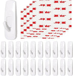 20 Medium Hooks for Hanging, Adhesive Wall Strips Hooks Heavy Duty, no Damage Sticky Utility with 24 Strips for Bathroom Towel，Coat，Door，Key