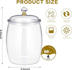 4 Pcs Clear Plastic Candy Jars with Lids, 1/2 Gallon (68oz) Airtight Cookie Containers – Large Apothecary Canisters for Snacks, Wedding Buffet, Kitchen, Home & Bar Décor Halloween Candy Jar