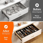 Lifewit Utensil Kitchen Drawer Organizer, Expandable from 18 to 30 inches, Plastic Cooking Cutlery Silverware Tray, Adjustable Spatula Holder, Flatware Tools Gadgets Storage Divider, XXL,Black