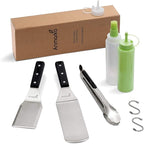 Metal Spatula Set of 4 - Griddle Accessories kit - Grill Flat Spatula Pancake Flipper Hamburger Turner - Metal Utensil Great for BBQ Grill Flat Top Cast Iron Griddle