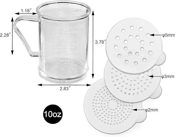 New Star Foodservice 22513 Plastic Dredge with 3 Snap-on Lid, Seasoning Sugar Spice Pepper Shaker, 10 OZ