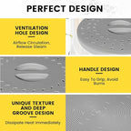2 In 1 Microwave Splatter Cover & Silicone Mat, Vented Collapsible Microwave Cover for Food, Splatter Guard Dish Plate Lid, Kitchen Colander, 10 Inch Round Silicone Trivet Mat (Grey)