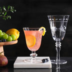 Premium Delight Wine Glasses Set of 4, 14.5 oz – Hand-Blown with Etched Long Stem, Classic Glassware for Weddings, Dinners, and Holiday Gifting (Vintage Wine Glasses)