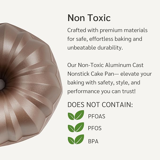 INARA 10 Cup Fluted Tube Cake Pan Nonstick, PFOA Free Fluted Cake Pan for Baking, Pound Cake Mold for Oven, Cake Molds And Cake Pans, Tube Mold, Pound Tin