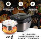 Buffalo Titanium Grey IH SMART COOKER, Rice Cooker and Warmer, 1.8L, 10 cups of rice, Non-Coating inner pot, Efficient, Multiple function, Induction Heating (10 cups)