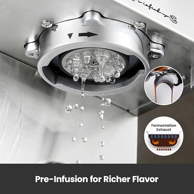 Espresso Machine, Espresso Maker with Milk Frother Steam Wand & 57OZ Water Tank for Latte Macchiato Cappuccino, Brushed Stainless Steel G3005E