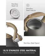 POLIVIAR Tea Kettle, Iron Grey Tea Pot Stovetop, 2.7 Quart Loud Whistling Coffee and Teapot, Food Grade Stainless Steel for Anti-Hot Handle and No-Rust, Suitable for All Heat Sources (JX2020-QB30)