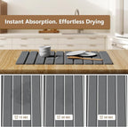 Large Stone Drying Mat for Kitchen Counter, 24"(L)×16"(W), Foldable Diatomaceous Earth Mat, Fast Drying & Absorbent Pad for Dishes, Bottles, Cups, Bathroom & Any Countertop (Gray)