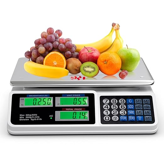 Goplus 66 LB Deli Scale Price Computing Commercial Food Produce Electronic Counting Weight (Silver)