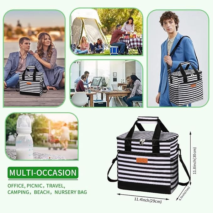 iknoe Large Cooler Bag Collapsible, 15L Insulated Bags, Leakproof Lunch Cooler Tote with Multi-Pockets for Adult, Insulated Lunch Box for Beach, Picnic,Work, Yellow 24-Can